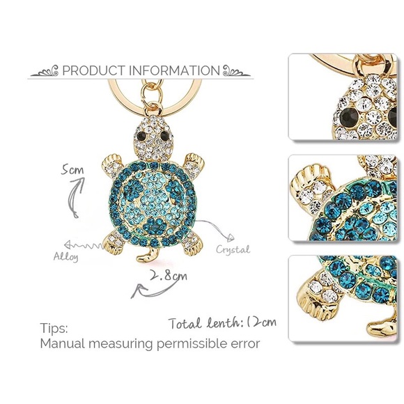 Real Crystal Tortoise Keychain. - Picture 2 of 3
